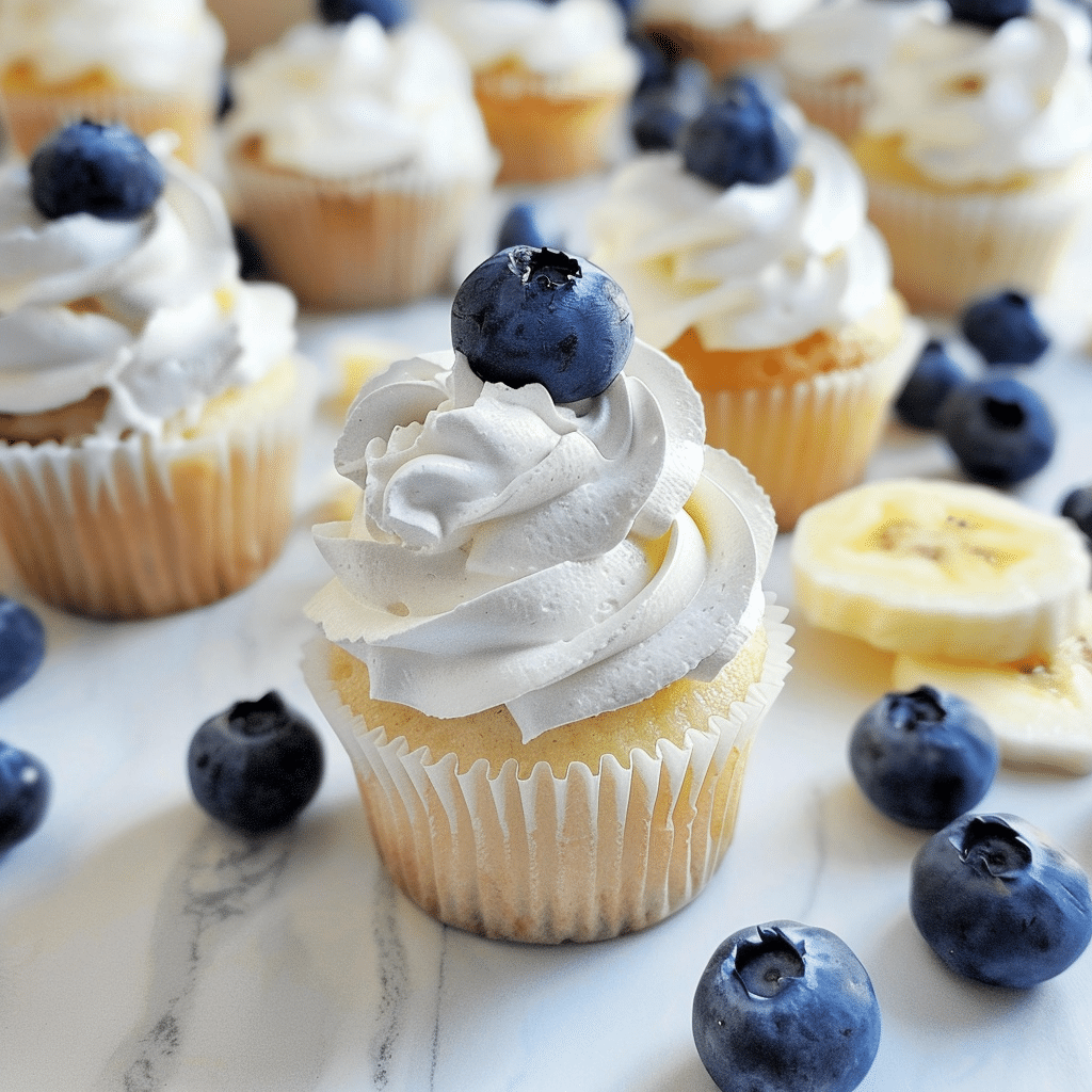 Angel Food Cake Shortcake 18 Group of angel food shortcakes topped with blueberries and whipped cream