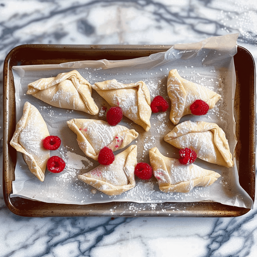 Danish pastry raspberry 17 Unbaked raspberry Danish pastries on a parchment-lined baking tray