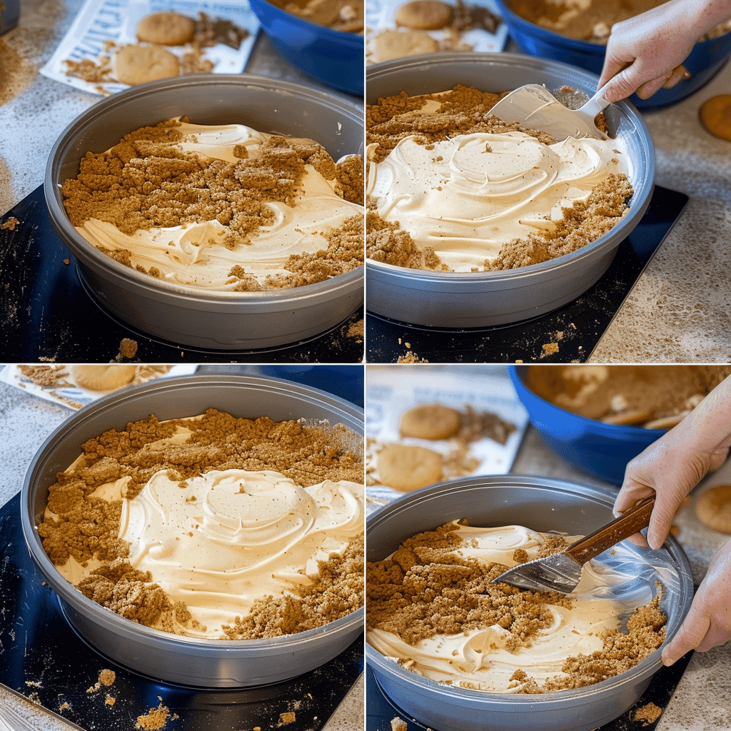 This Biscoff Recipes Cake Will Steal the Spotlight 13 Biscoff recipes cake batter being spread into cake pans