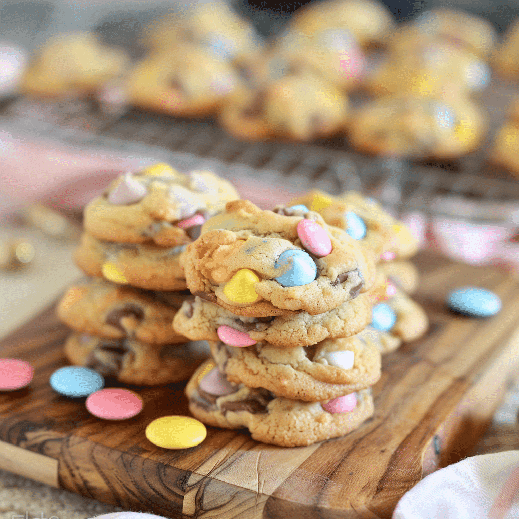 Easy Cadbury Mini Egg Cookies Recipe Everyone Will Rave About 14 Cadbury Mini Egg Cookies cooling on a rack with chocolate melted and edges golden
