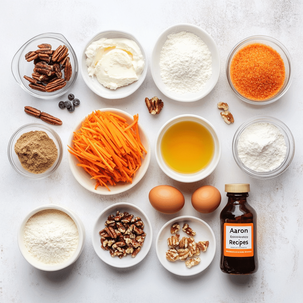 How to bake a classic carrot bundt cake recipe that stays tender 12 Carrot Bundt Cake Recipe ingredient flat lay