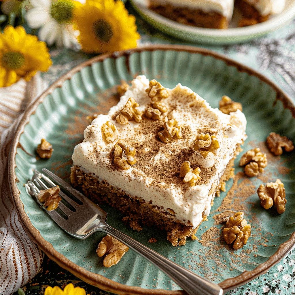 Easy Carrot Cake Bars Recipe 15 carrot cake bars recipe sliced into squares with garnish