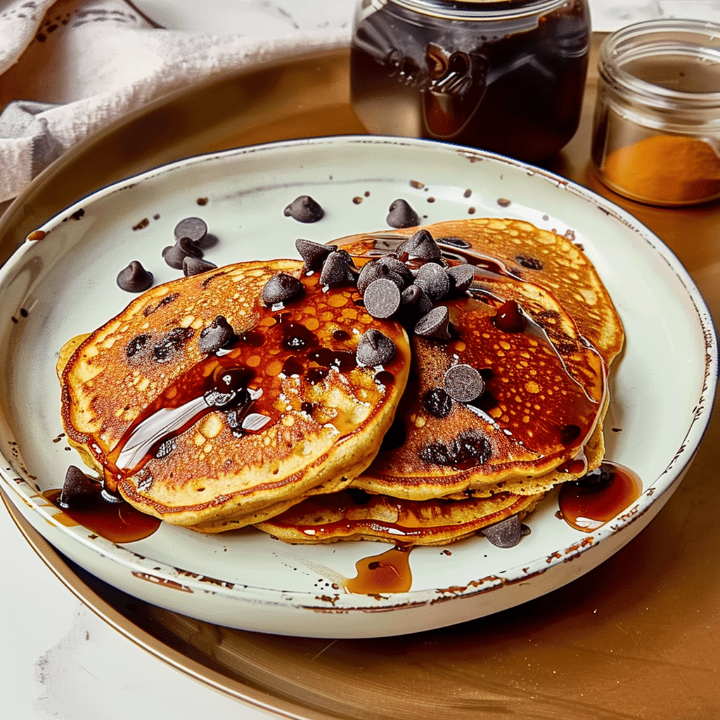 Chocolate Chip Mini Pancakes 15 chocolate chip mini pancakes served with chocolate chips and syrup