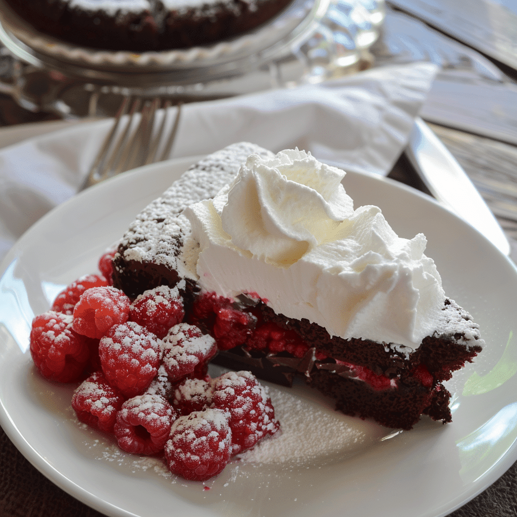 chocolate raspberry torte cake for recipe card