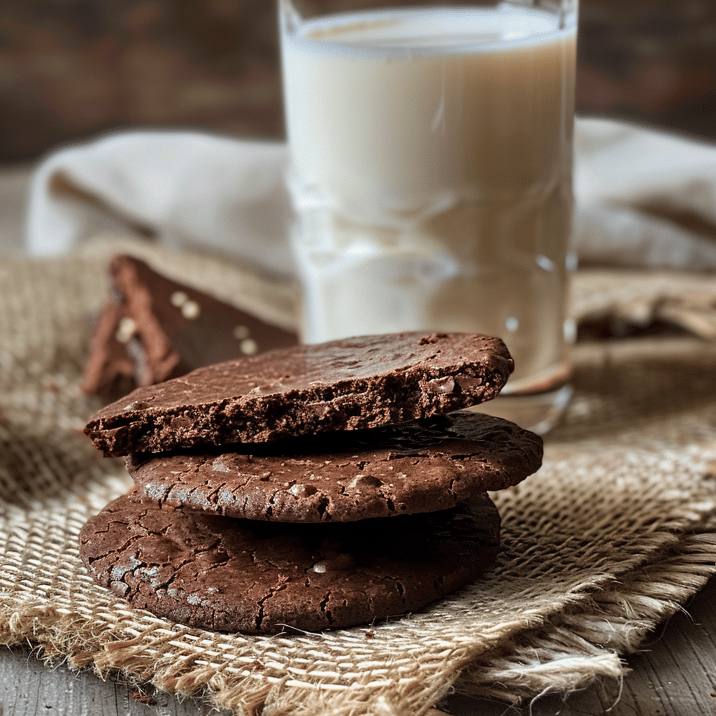 Crispy Cocoa Cookies Recipe – How to make a perfect flavor ever 15 crispy cocoa cookies served with cold milk on napkin