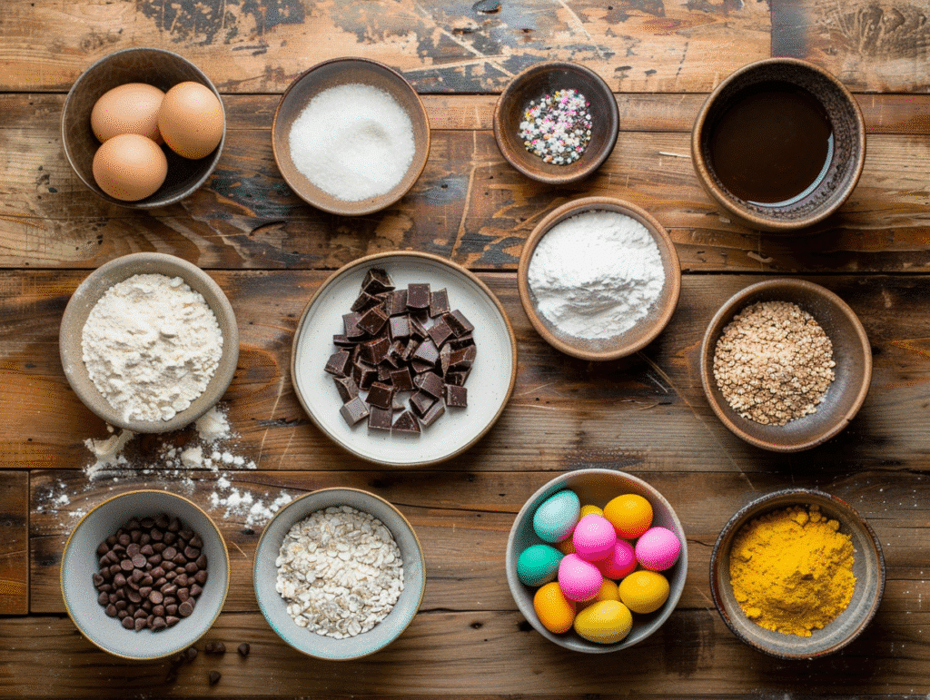How to Make Perfect Micro Mini Egg Cookies 10 micro mini egg cookies ingredients flat lay setup