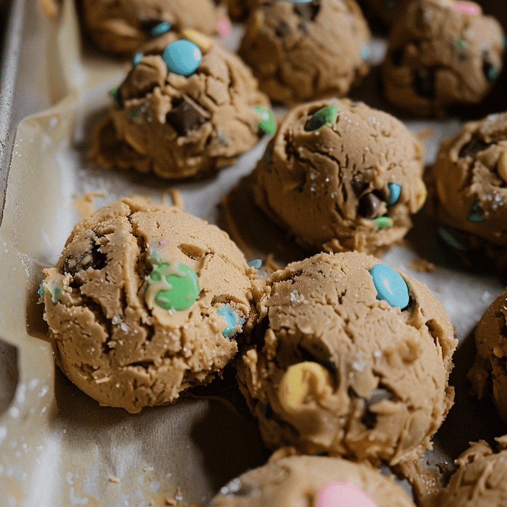 How to Make Perfect Micro Mini Egg Cookies 13 micro mini egg cookies stacked on plate with pastel candies