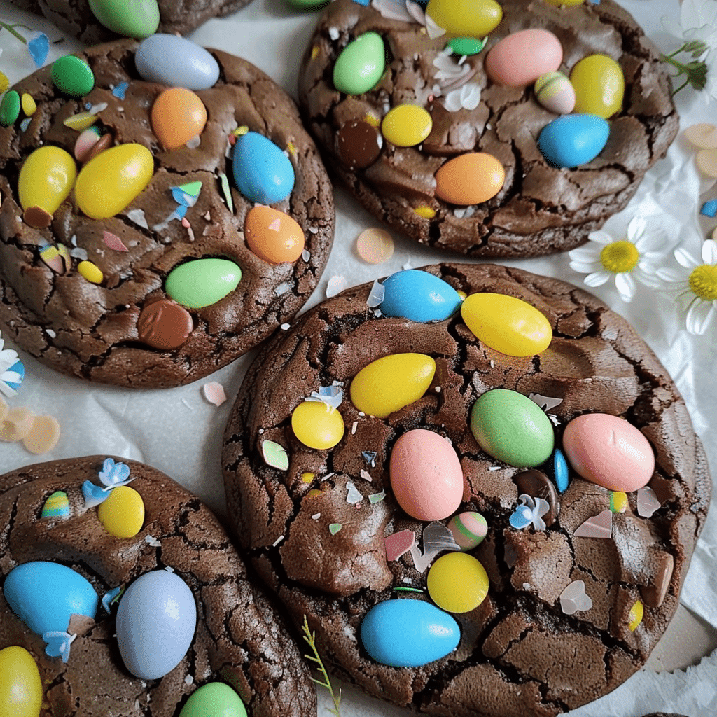 Mini Eggs Chocolate Cookies Kids Will Love 14 Mini eggs chocolate cookies fresh out of the oven on a tray
