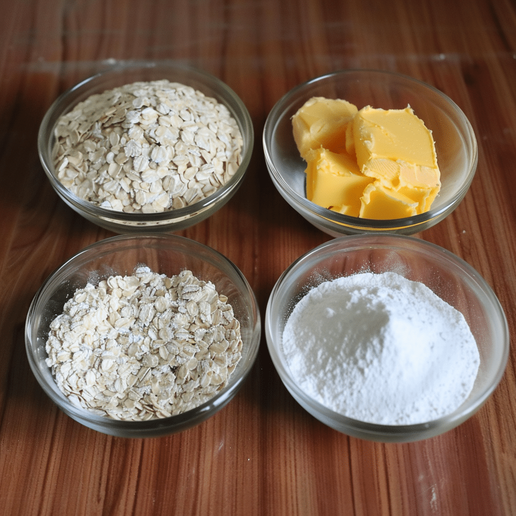 Easy oats eggless cookies (Soft, Buttery and No-Flax) 10 Ingredients for oats eggless cookies on a countertop