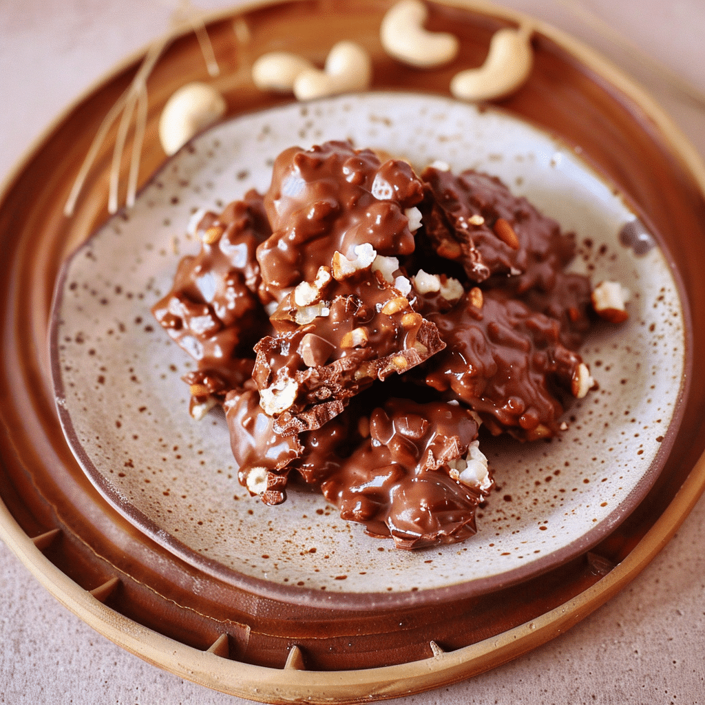 3-Ingredient rice chocolate Cakes - Easy, Crunchy, and Irresistible 14 rice chocolate cakes stacked on a white ceramic plate