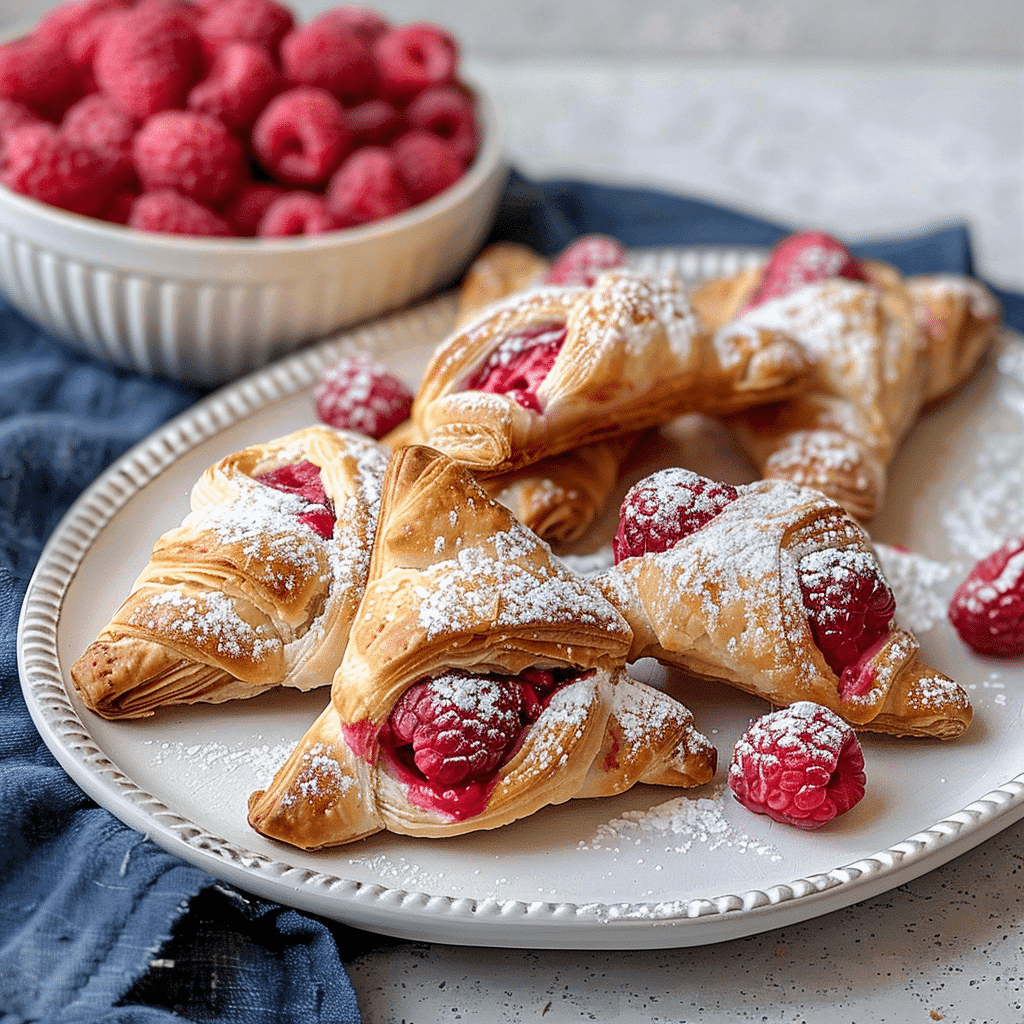 Danish pastry raspberry 18 Served raspberry Danish pastries with fresh raspberries on the side