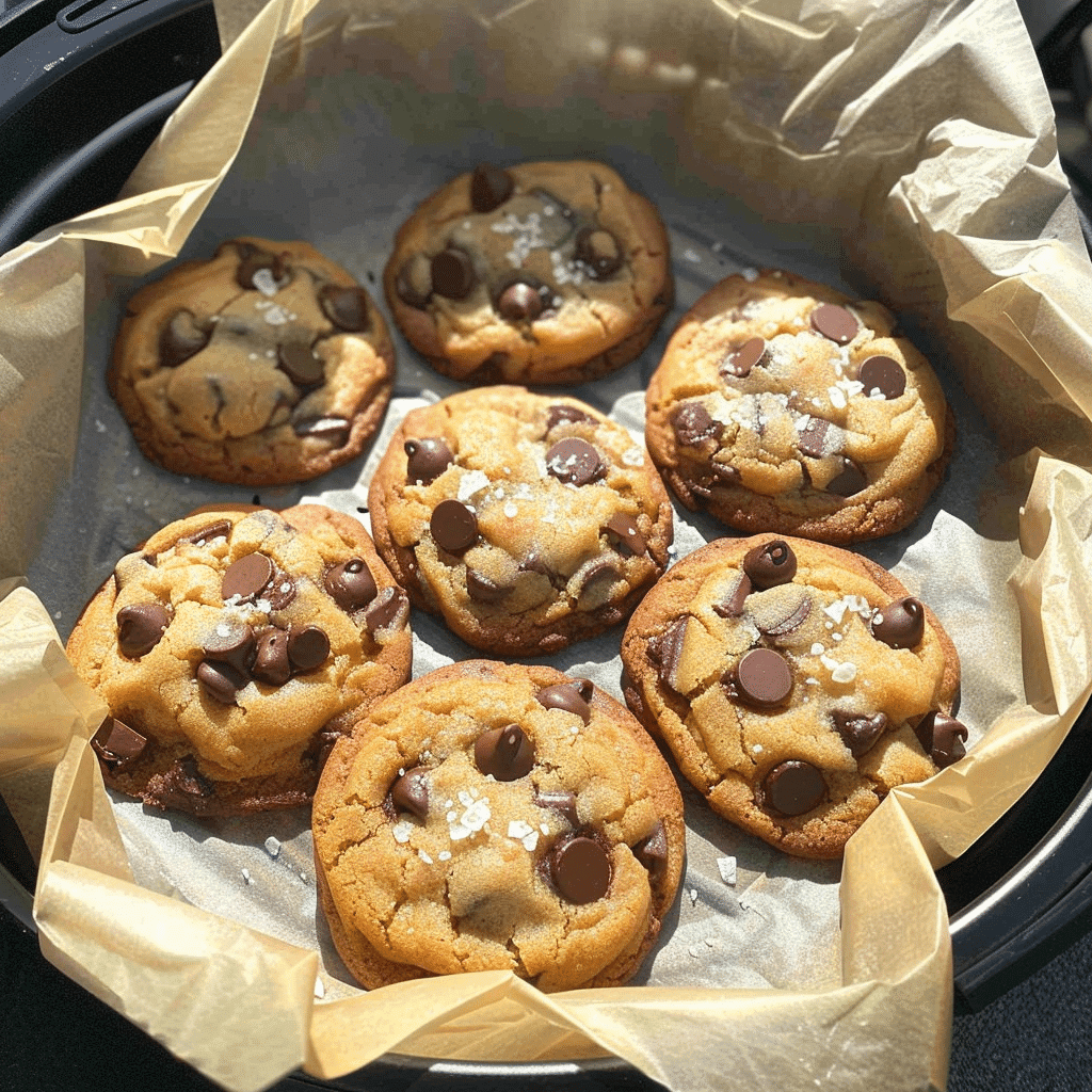7-Minute Air Fryer Cookies: Ultimate Easy Recipe Guide 14 Freshly baked chocolate chip cookies in the air fryer basket
