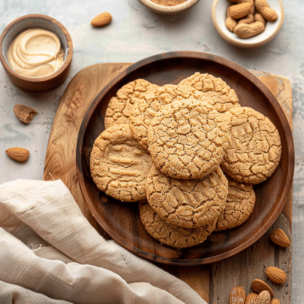 Bowl of baked almond flour peanut butter cookies