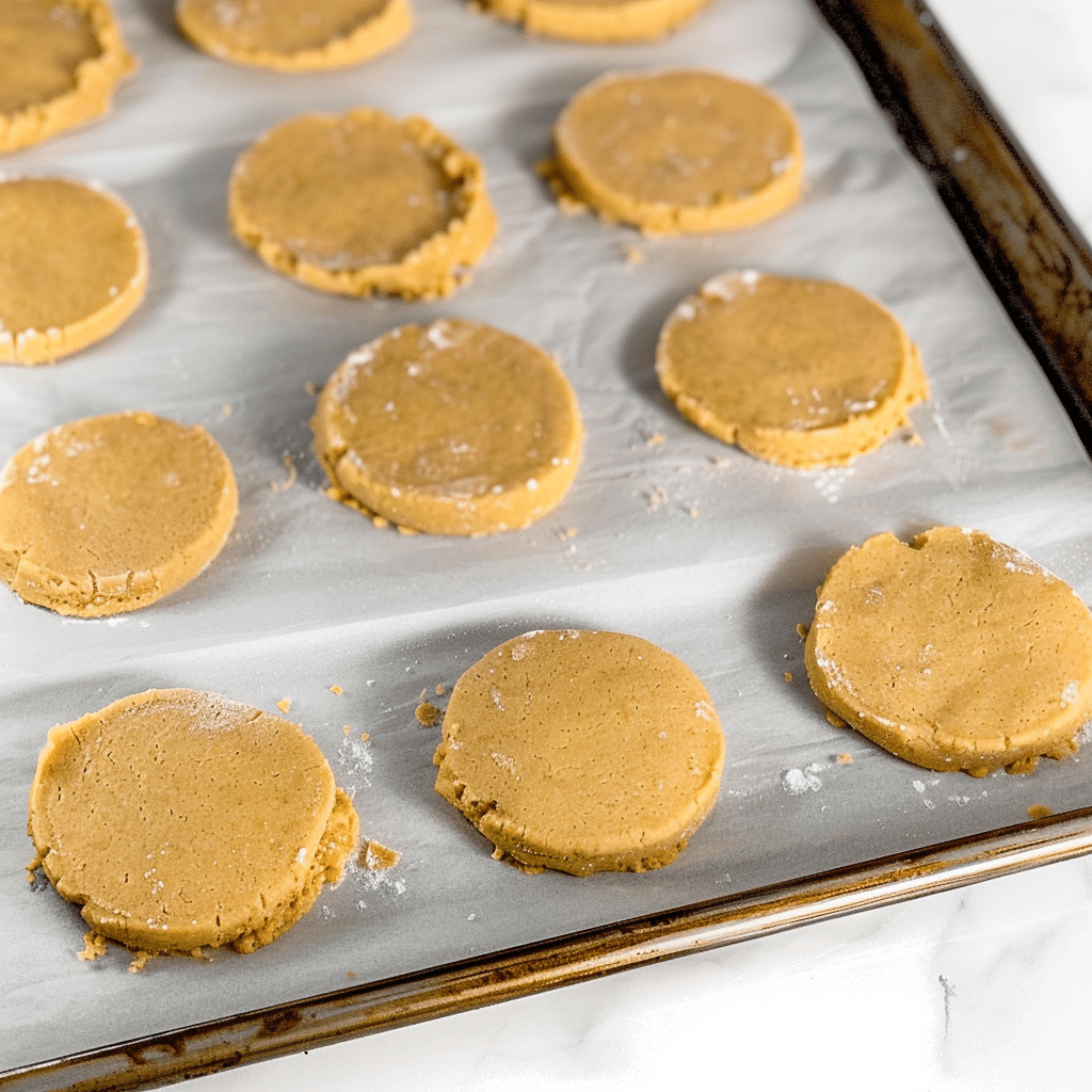Chickpea Cookies With a Sweet Nutty Surprise 7 Raw chickpea cookie dough scooped onto a baking tray