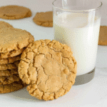 Chickpea Cookies With a Sweet Nutty Surprise 4 Stack of chickpea cookies next to a glass of milk