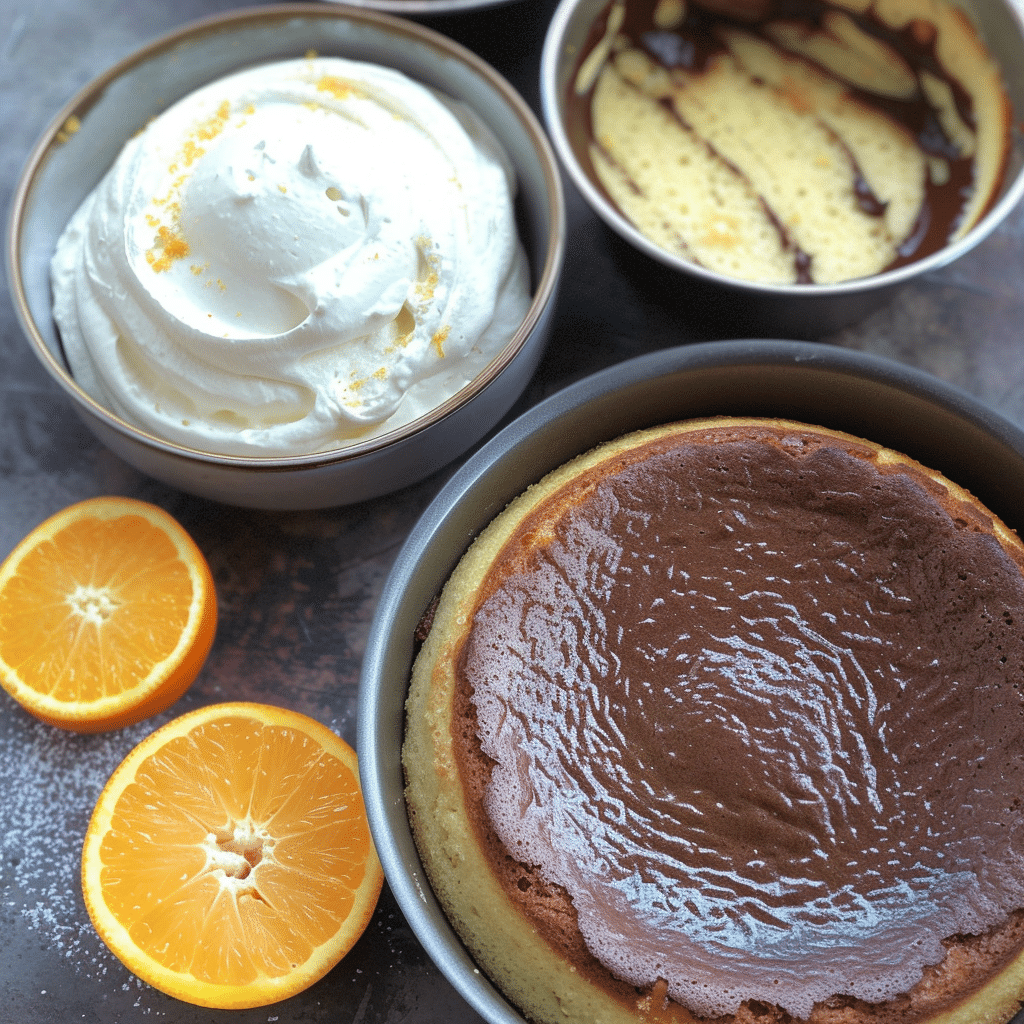 Jaffa Cakes Cake That Will Blow Your Mind 14 Baked sponge cakes cooling with whipped cream and ganache nearby