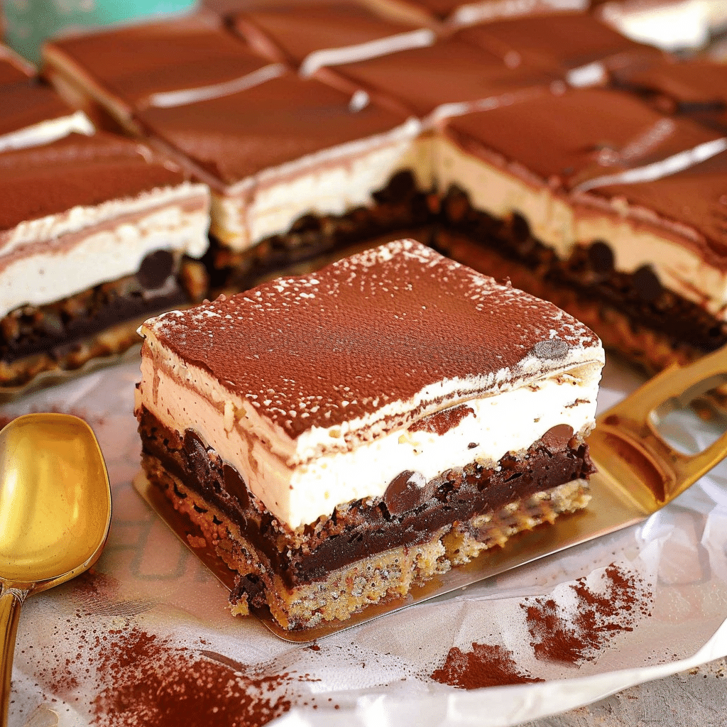 Tiramisu Blondies So Good It Feels Illegal 17 Tiramisu blondie bar with mascarpone whipped cream and cocoa layer