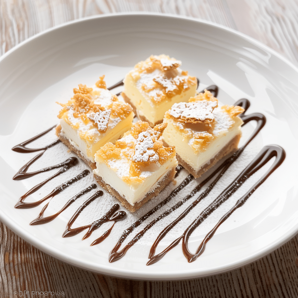 Tempura Cheesecake: The Sweet Surprise You’ll Love 14 Plated tempura cheesecake bites served over chocolate drizzle