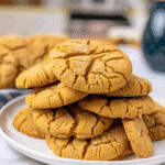 Eggless Peanut Cookies Everyone Will Love 13 Stack of eggless peanut butter cookies on a white plate