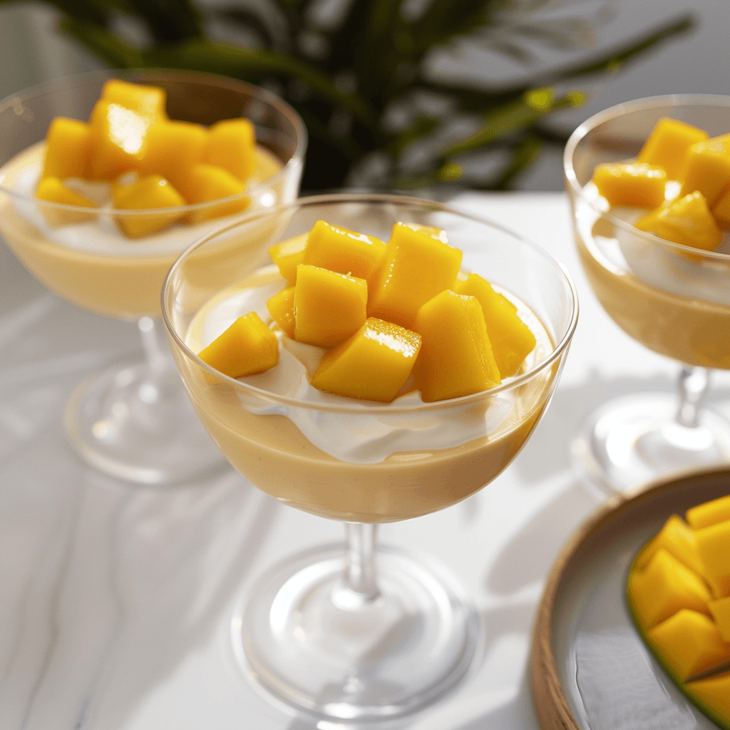 Mango Pudding Recipe: How to Make Easy, Blissful Dessert 10 Pouring mango pudding mix into dessert glasses