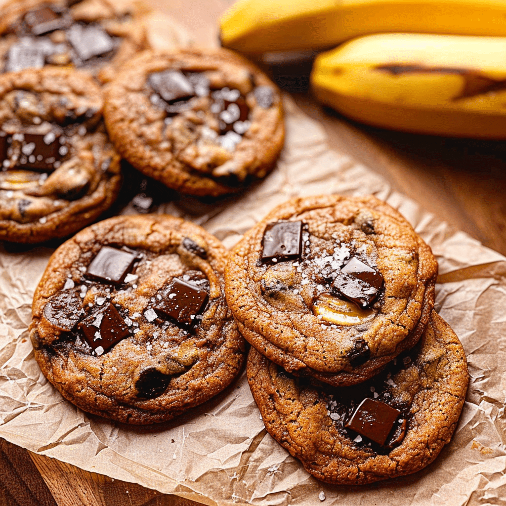 Banana Bread Cookie Recipe You’ll Love Forever 8 Stack of banana bread cookies next to ripe bananas