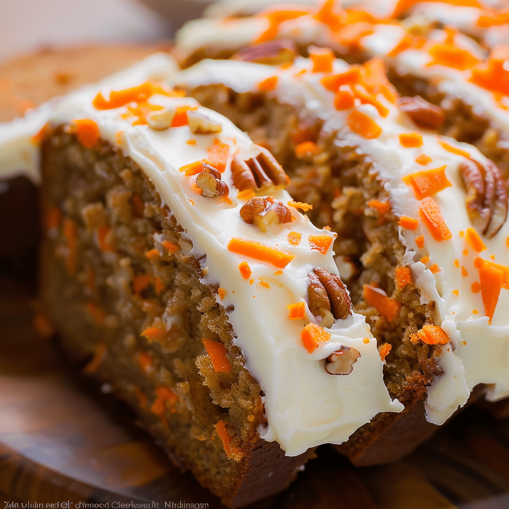 Carrot Cake Banana Bread Made Extra Moist 17 Loaf of carrot cake banana bread with frosting and carrot topping