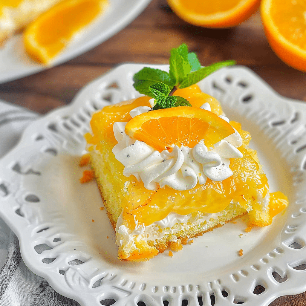 Mandarin Orange Cake Recipe You’ll Love 13 Mandarin Orange Cake slice garnished with mint and citrus