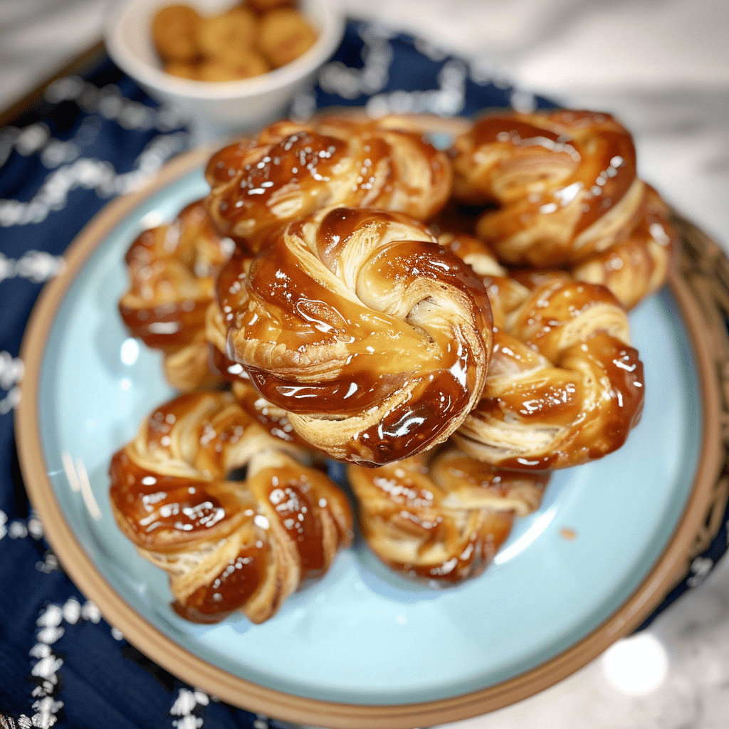 Peach Pie Cruffins You Need to Try Right Now 16 Glazed Peach Pie Cruffins with caramelized swirl tops