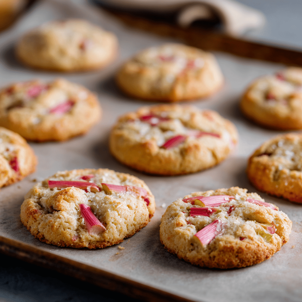 Rhubarb Shortbread Cookies to Wow the Table 7 Fresh-baked rhubarb shortbread cookies on tray