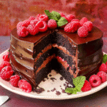 Raspberry and Dark Chocolate Cake Everyone Will Love 9 Rich raspberry and dark chocolate layer cake with glossy ganache and fresh raspberries