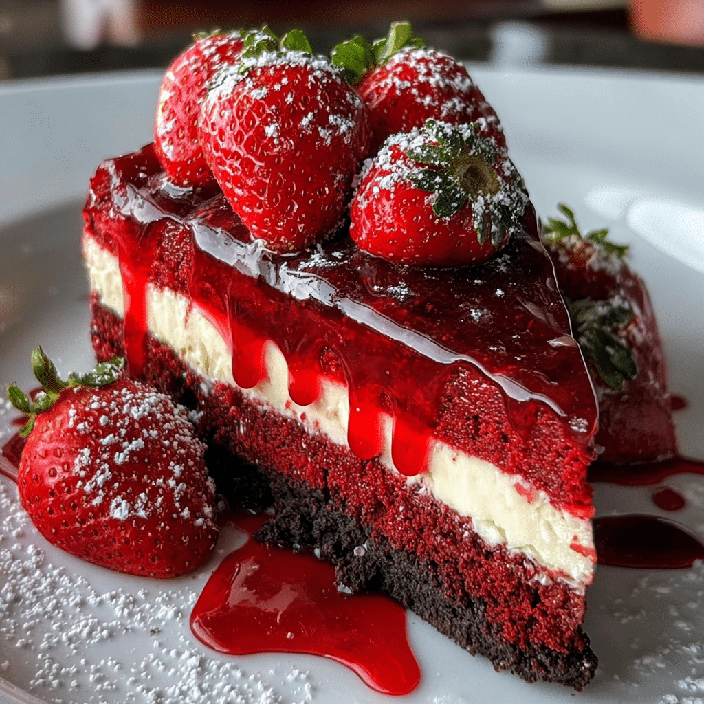 Red Velvet Strawberry Delight Cheesecake – Elegant Party Treat