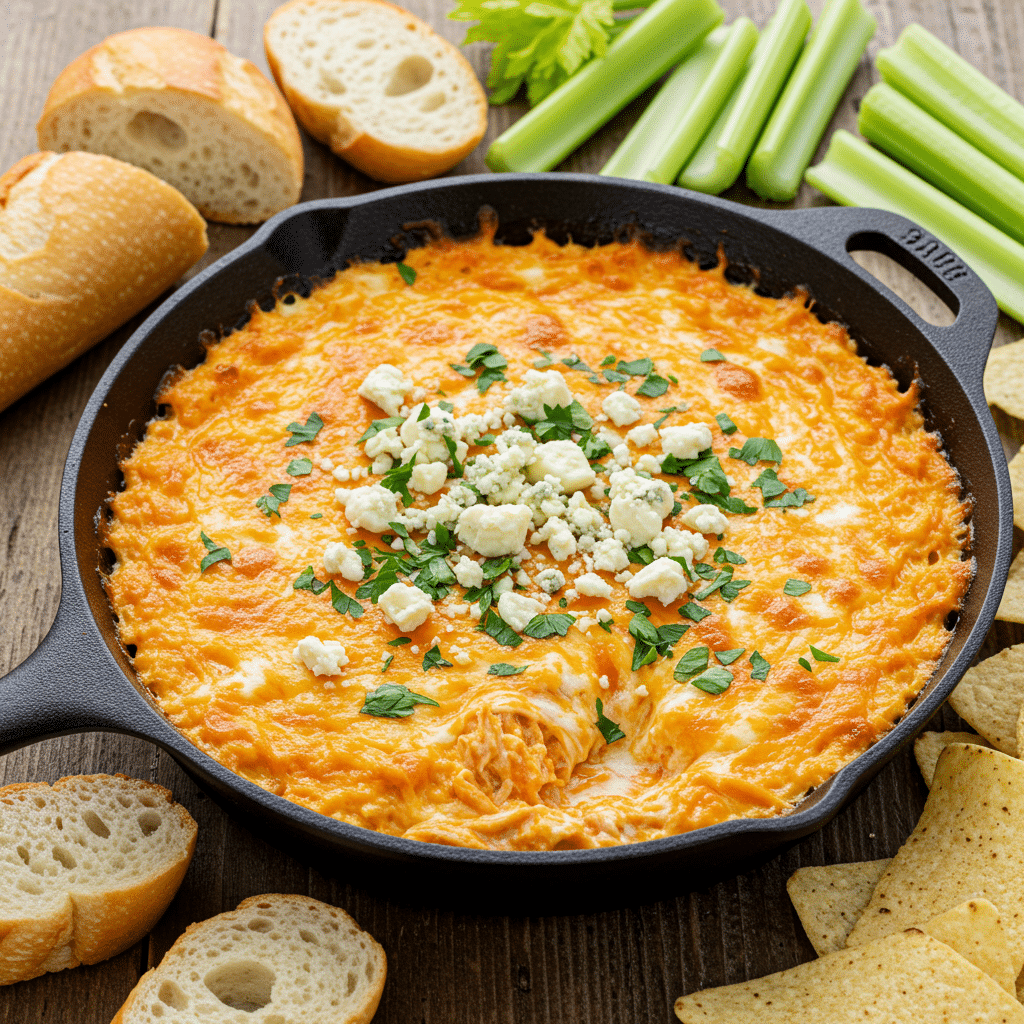 Cheesy Baked Buffalo Chicken Dip