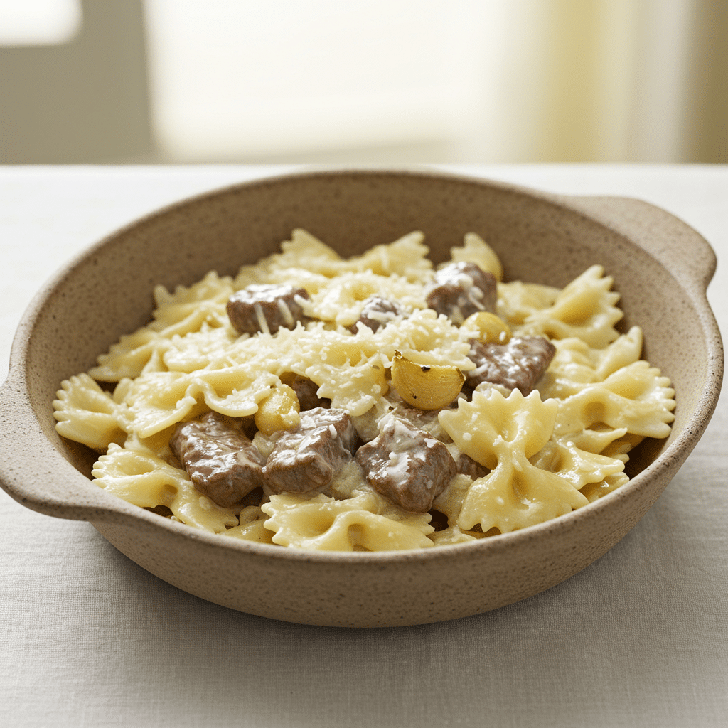 11 Best Creamy Pasta Recipes for Easy, Flavorful Dinners 7 Creamy Parmesan Garlic Beef Bowtie Pasta