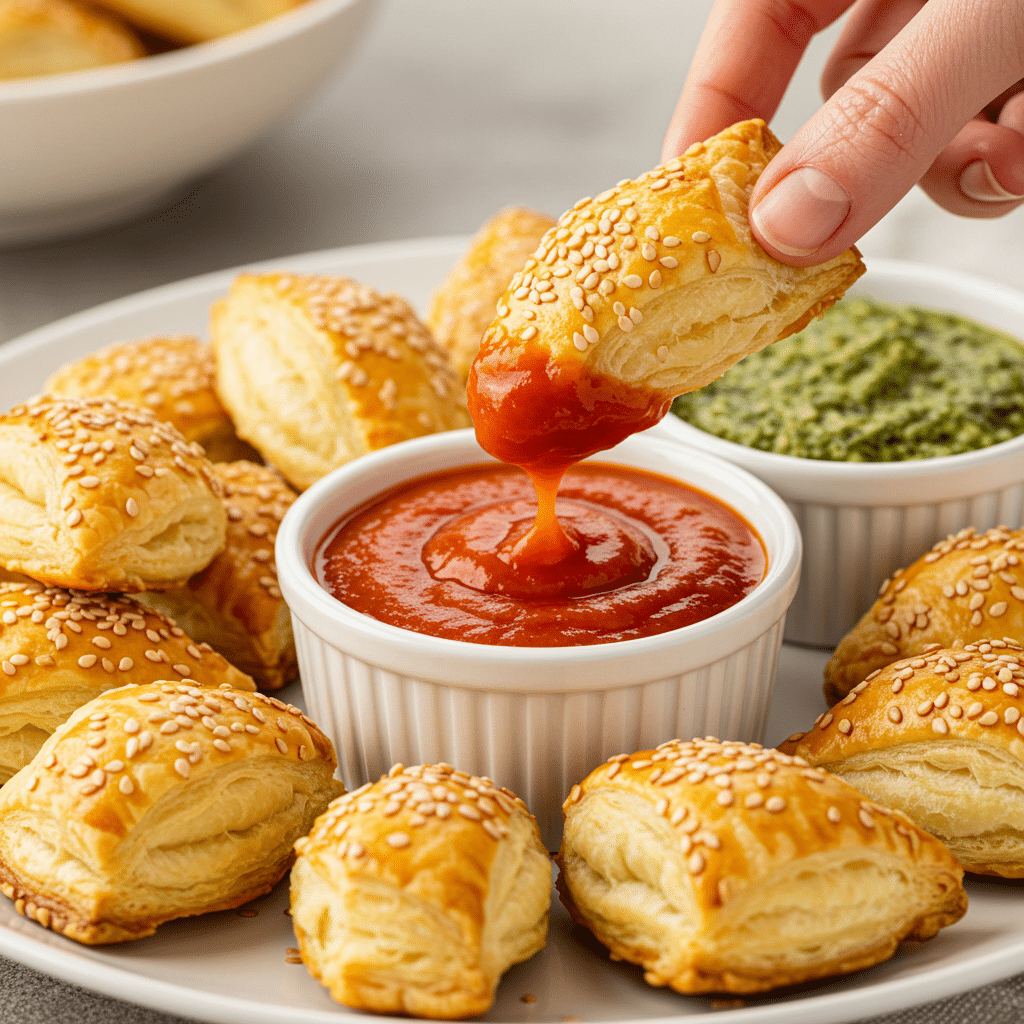 Mini Puff Pastry Pesto Pizzas