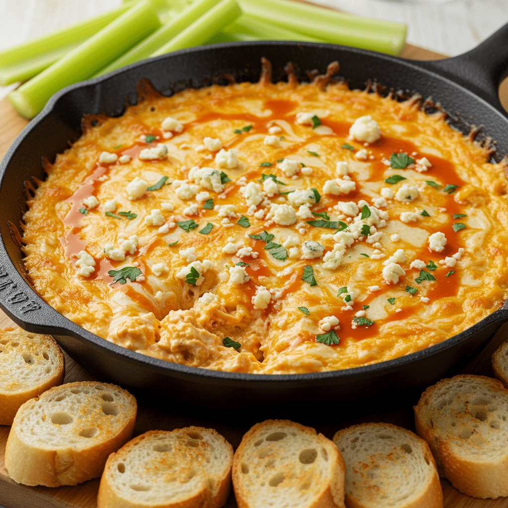 Cheesy Baked Buffalo Chicken Dip