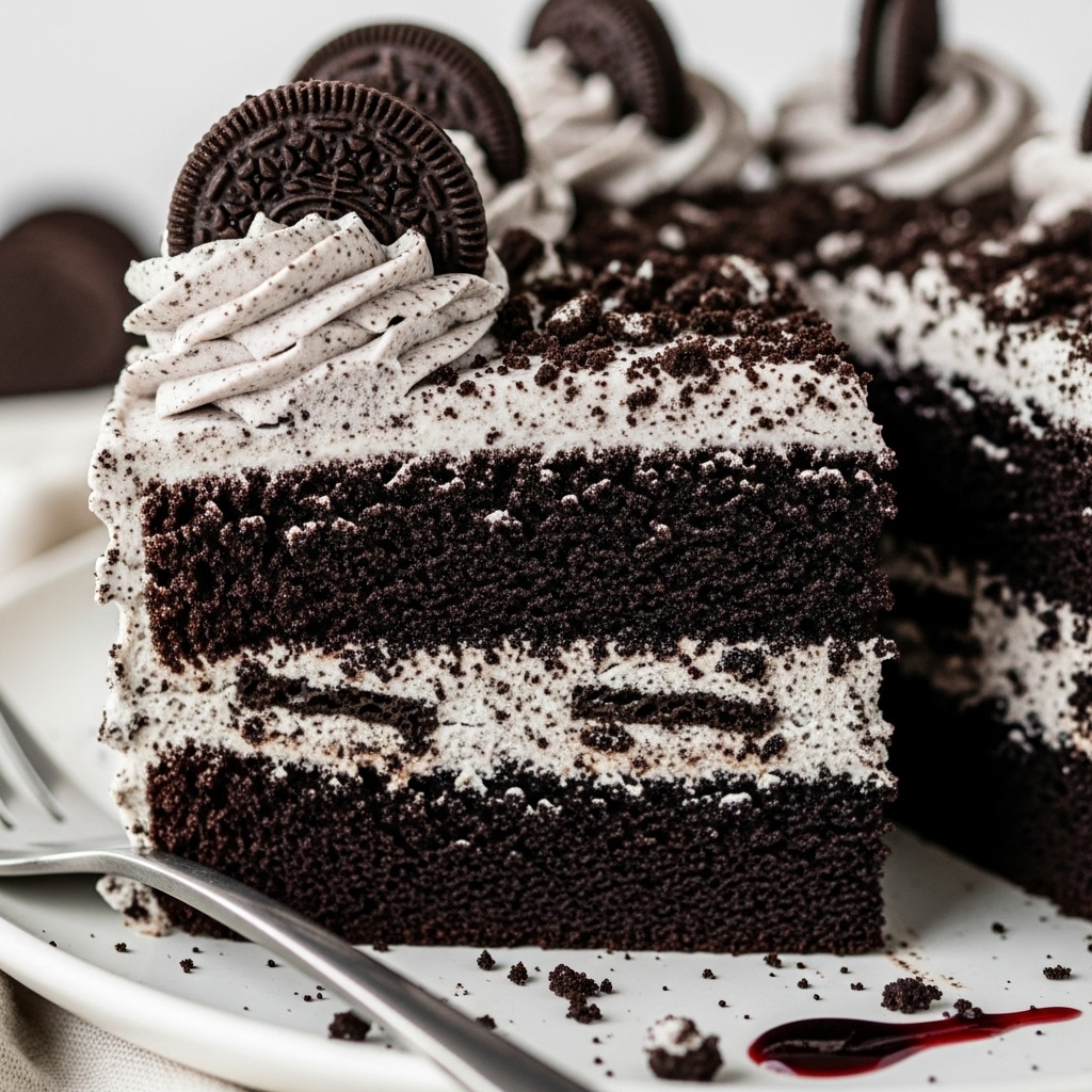 Black velvet cake with frosting oreo