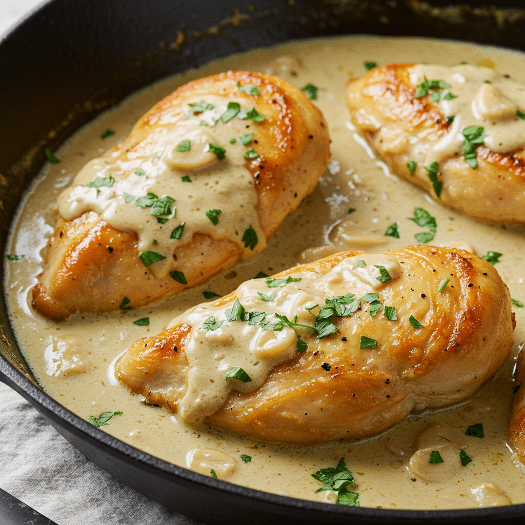 Easy Mozzarella Chicken Recipe in Rich Basil Cream Sauce
