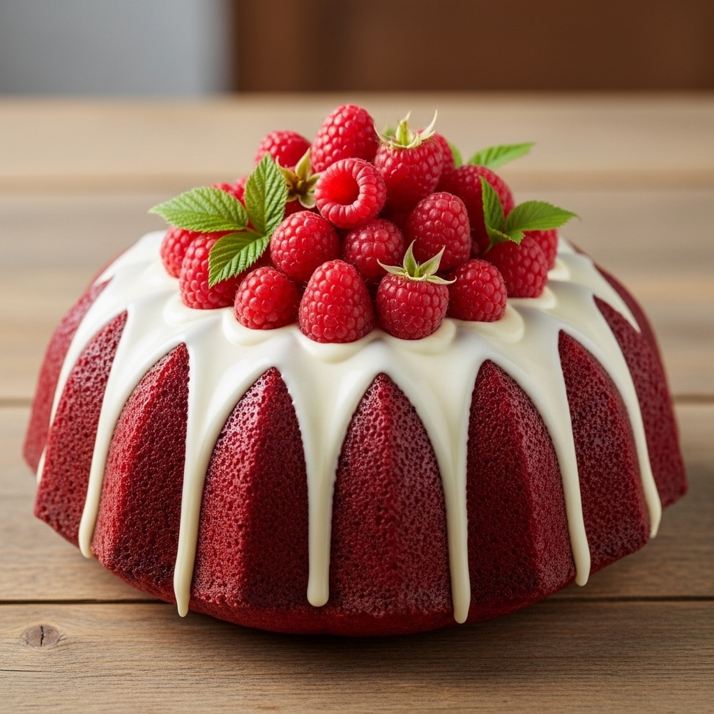 Raspberry Bundt Cake with White Chocolate