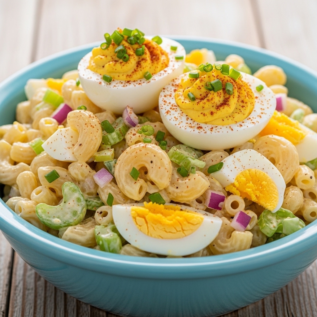 Macaroni Salad with Deviled Egg