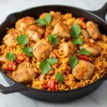 One Pot Queso Chicken and Rice