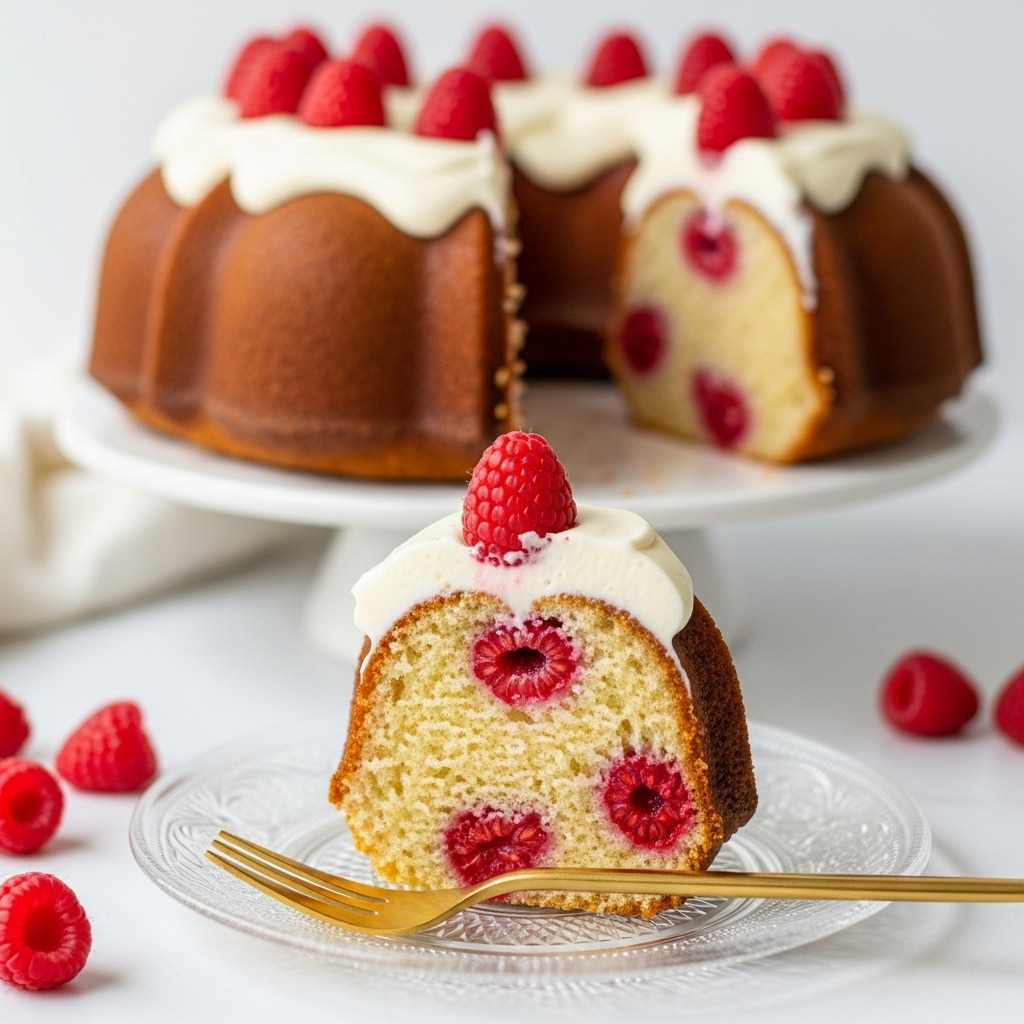 Raspberry Bundt Cake with White Chocolate